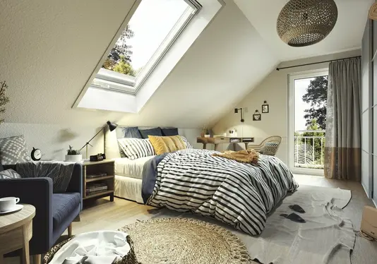 Roto-Dachfenster-Mitwachshaus-Flair-148-Schlafzimmer